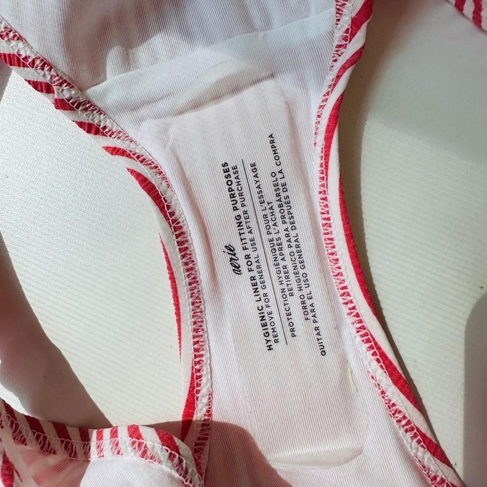 NEW! AERIE RUFFLE BIKINI BOTTOM Size Medium Red White Classic Cut Swim Women - Picture 10 of 10